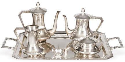 Spanish silver coffee and tea set, hallmarked 800 