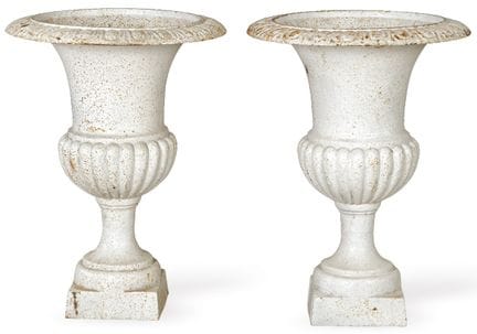 Pair of Medici-style cast iron garden glasses, pai
