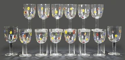 Set di bicchieri da acqua e da vino per otto coper