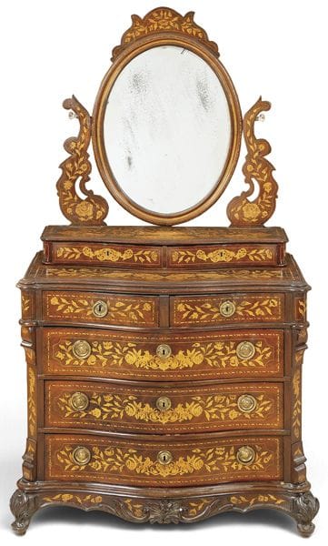 Mahogany dressing table with floral marquetry in f