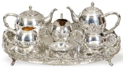 Spanish silver coffee and tea set, hallmarked 1st 