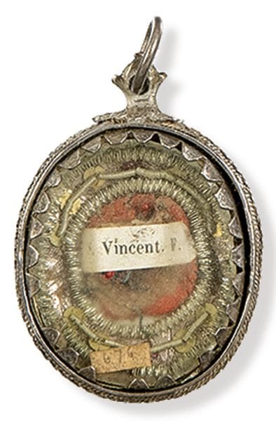 Spanish silver reliquary with a relic of Saint Vin