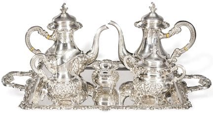 Spanish silver coffee and tea set, hallmarked 925.