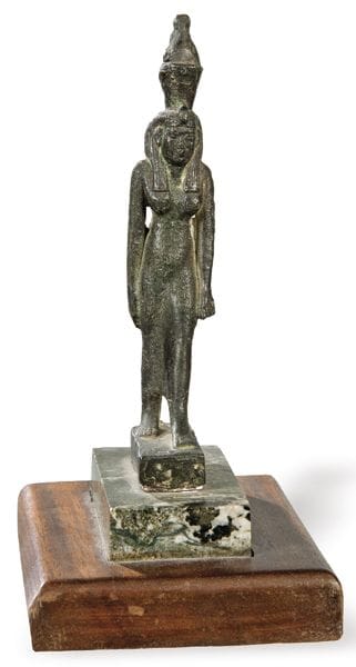 "Goddess Mut," Egyptian bronze figure, Saite Perio