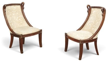 Coppia di bergère in mogano in stile Directoire co