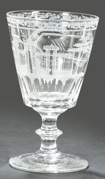 Bicchiere souvenir proveniente da La Granja, perio