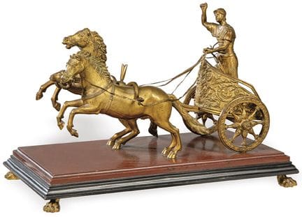 "Roman Chariot" in gilt bronze, Italy, 19th centur