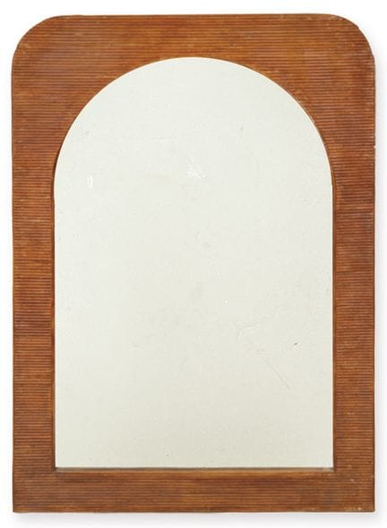 Vertical wall mirror with a frame covered in horiz