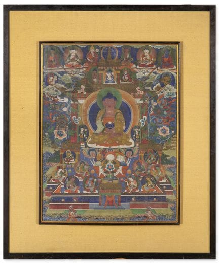 Tibetan Thangka painted on canvas, late 19th centu