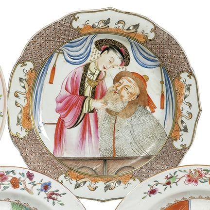 East India Company porcelain plate with rose and s