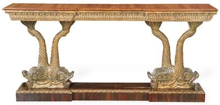 Empire style console table with a rectangular, cut