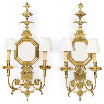 Coppia di applique in bronzo dorato del XX secolo 
