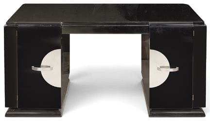 Art Deco desk, consisting of two side sections wit