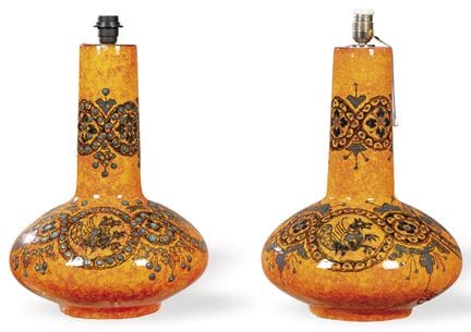 Coppia di lampade da tavolo in ceramica, 1970 circ