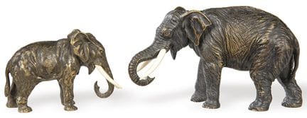 Two bronze elephants, Vienna, c. 1900. 
 With bone