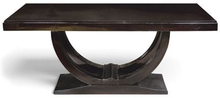 Art Deco dining table with a rectangular, black la