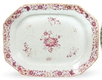 East India Company porcelain serving platter, Rosa