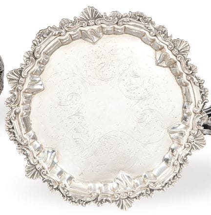 Spanish silver salver, hallmarked 1st Law of Rizom