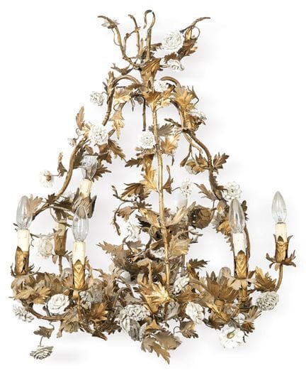 Lampada a sospensione con bracci in bronzo a forma