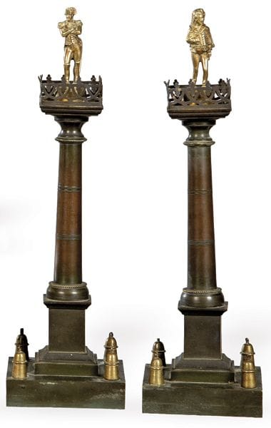 "Admiral Nelson" and "Napoleon," a pair of gilt an