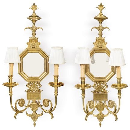Coppia di applique in bronzo dorato del XX secolo 