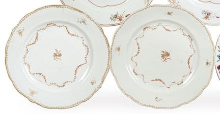 Pair of East India Company porcelain plates with g