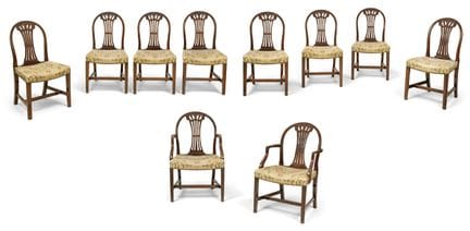 Set of 8 chairs and 2 armchairs, George III Hepple
