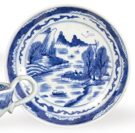 Chinese porcelain plate with blue and white decora