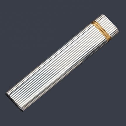 CARTIER, silver-plated metal table lighter with go