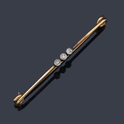 Anstecknadel mit drei Diamanten im alten Schliff i