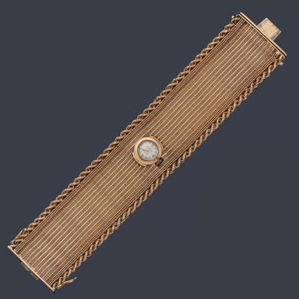 Armbanduhr aus 18-karätigem Roségold mit einem Det