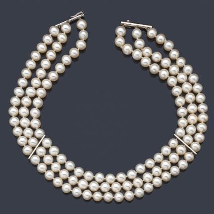 ANSORENA 
 Choker-Halskette mit drei Perlenstränge