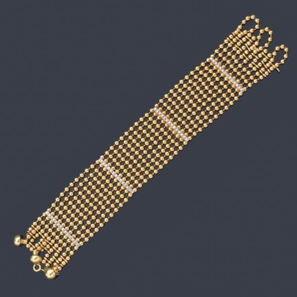 Armband mit zehn Perlenreihen aus 18-karätigem Gel