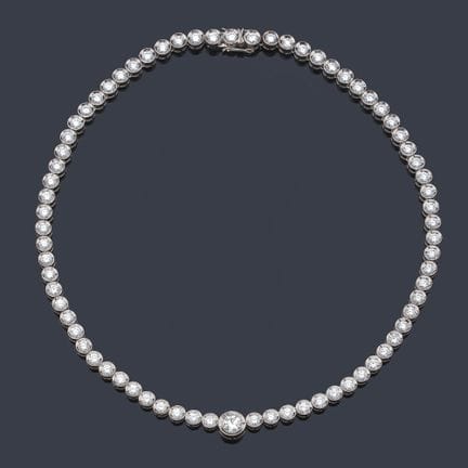 Rivière-Halskette mit Diamanten in Zargenfassung, 