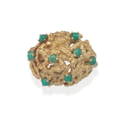 Gewölbter Ring mit skulpturalem Design, besetzt mi