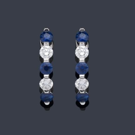 Creole-Ohrringe mit runden Saphiren (0,80 ct) und 