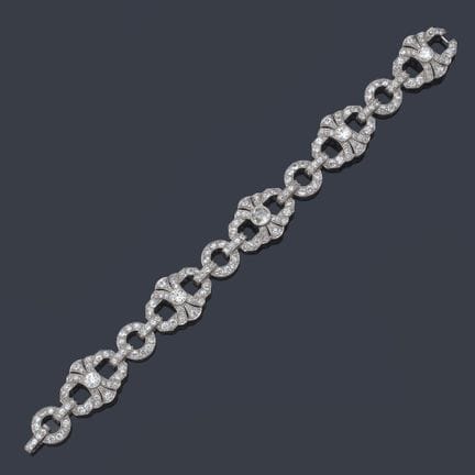 Art-Déco-Armband mit insgesamt ca. 11,40 ct Diaman