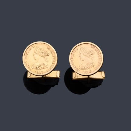 Manschettenknöpfe mit zwei 21-Karat-Goldmünzen mit