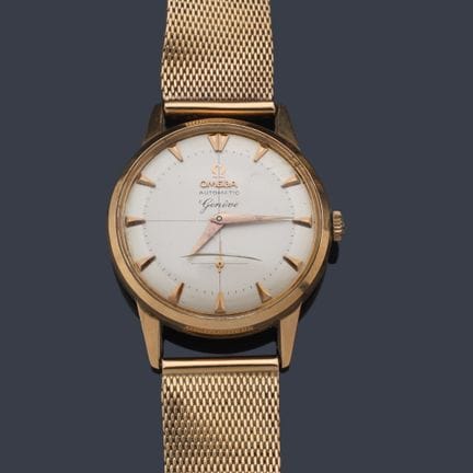 OMEGA-Herrenuhr mit Gehäuse und Armband aus 18 Kar