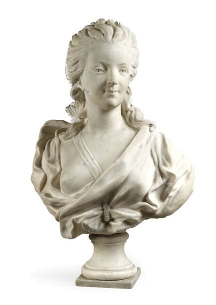 MARBLE BUST
depicting a young woman as Diana the H