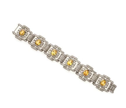PULSERA ART DÉCO
Diamantes y zafiros amarillos
Pul