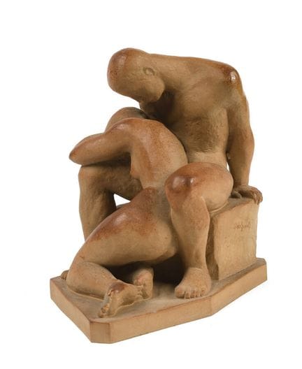 SAINTPAUL
Brown glazed stoneware sculpture depicti