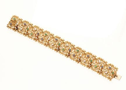 GÜBELIN
Pulsera de cinta de oro, zafiros, esmerald