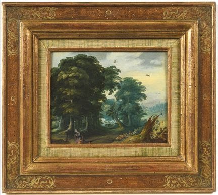 贾斯珀·范·德·拉安（安特卫普，1585—1634）
《风景中的圣安东尼》；《风景中的圣玛丽·玛达肋