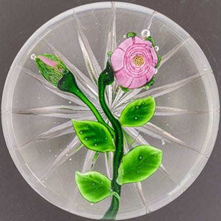 Clichy. Rare presse-papiers à motif de rose de Cli