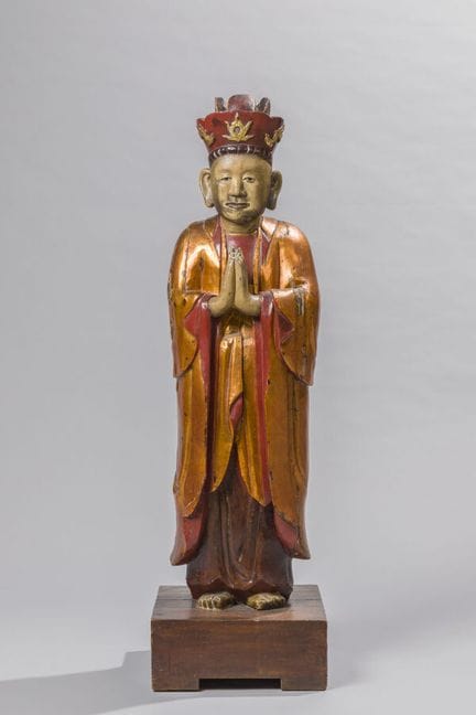 Statua di un dio del Sud-Est asiatico in legno pol