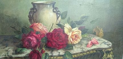 Scuola del XX secolo
Composizione di rose su una c