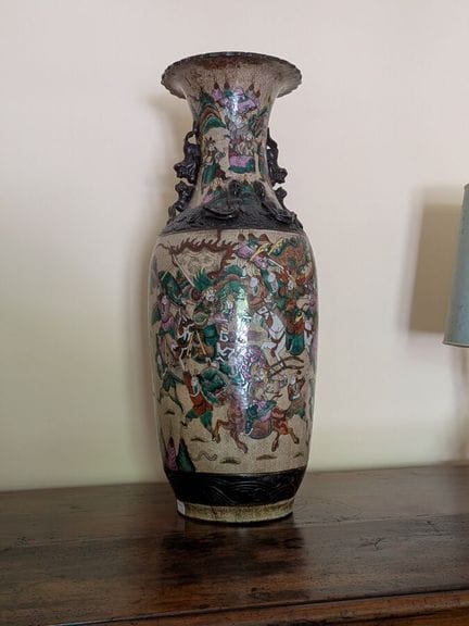 Grande vaso ornamentale in porcellana di Canton co