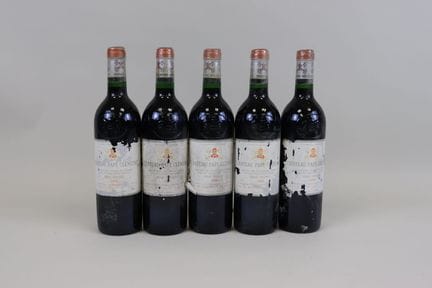 Set mit 5 Flaschen Pape Clément GCC Graves 1995 ET