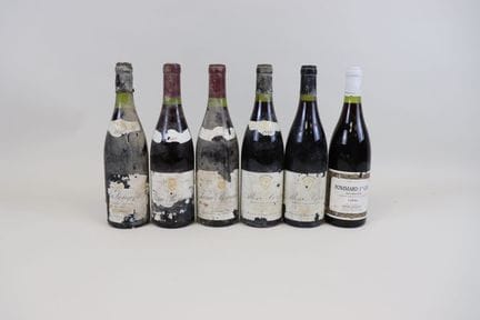 Los 6 Flaschen, 3 Mommessin 1 1988 1 NM und 1 Clos